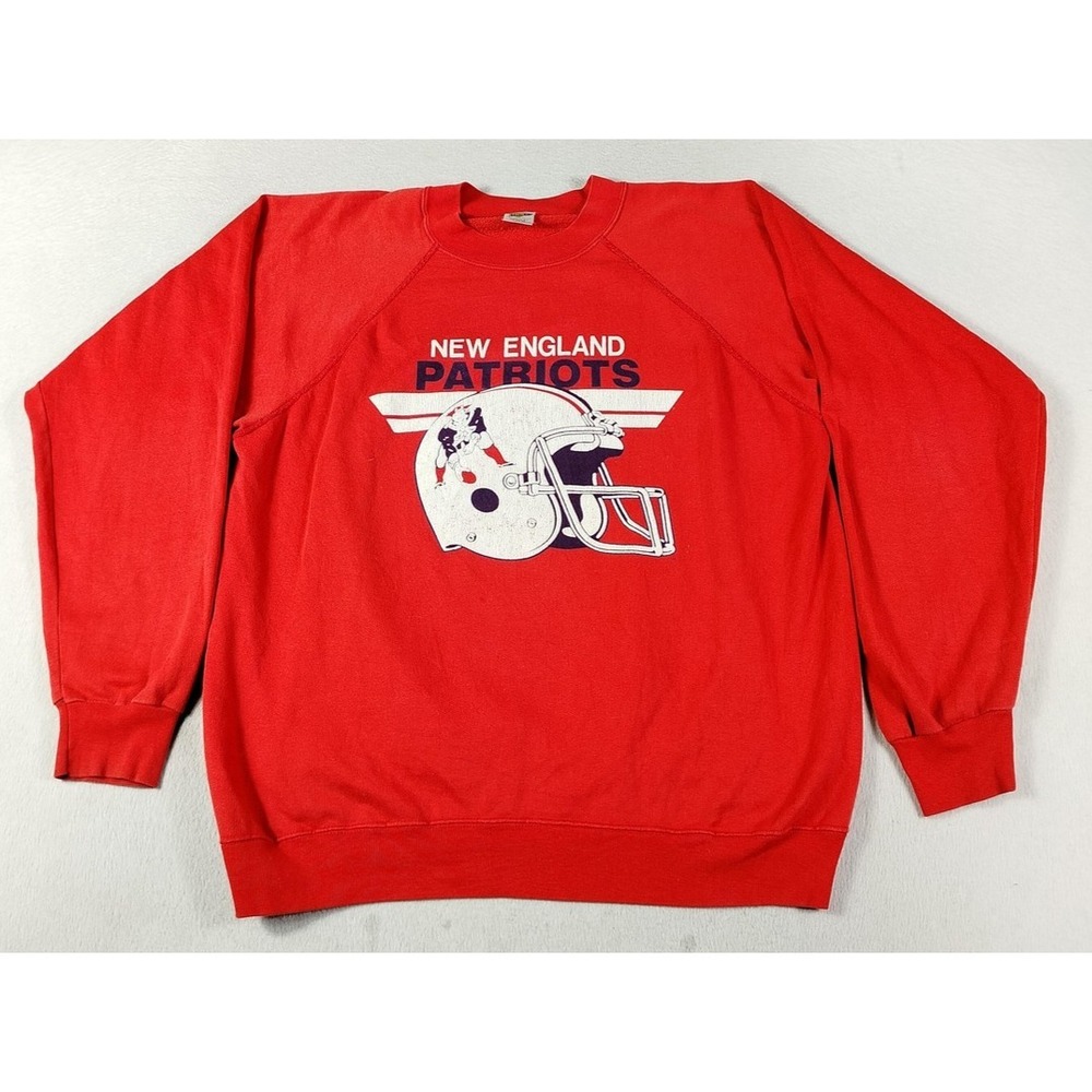 Vintage New England Patriots Sweatshirt Mens Large Red‎ NFL Football Trench 80s